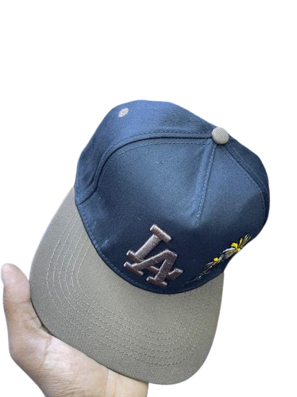 Los Angeles Dodgers Floral Interlocking LA Snapback Cap – Black & Khaki Brown